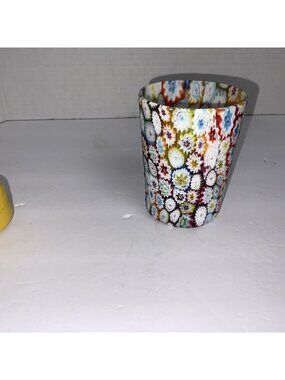 MILLEFIORI GLASS TUMBLER VENETIAN GLASS TUMBLER 4 " TALL 3" DIA, Ex-Condition